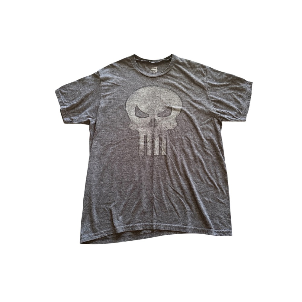 Marvel Comics Punisher Skull Graphic T-Shirt Mens Large Grey Tee - Picture 1 of 3